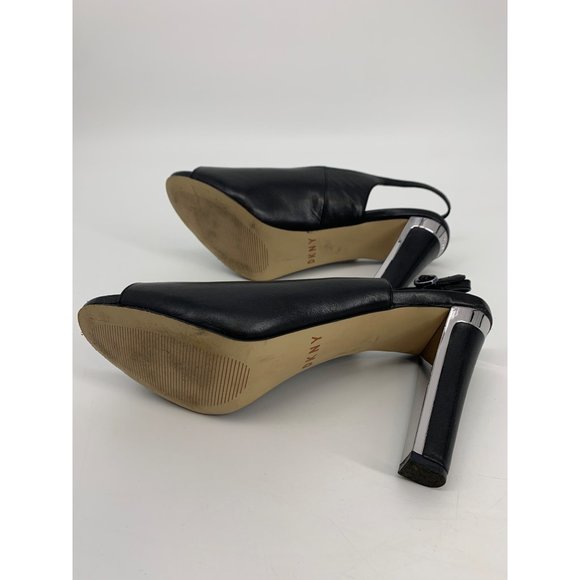 DKNY Black Leather Slingback Pumps with Open Toe Size 9.5 - Picture 10 of 10